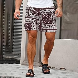 DIOTSR Mens Paisley Casual Shorts Retro Graphic