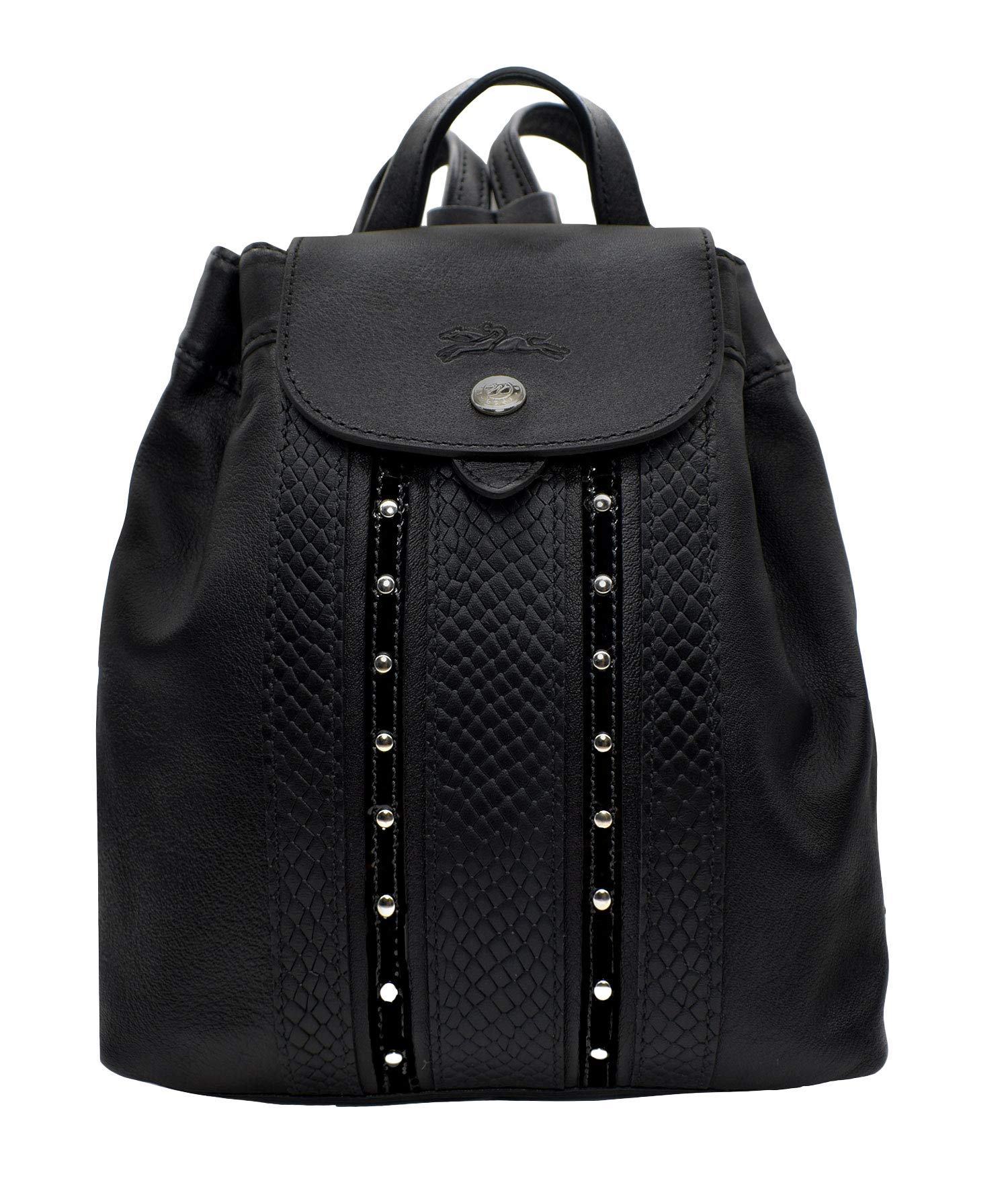 longchamp black leather backpack