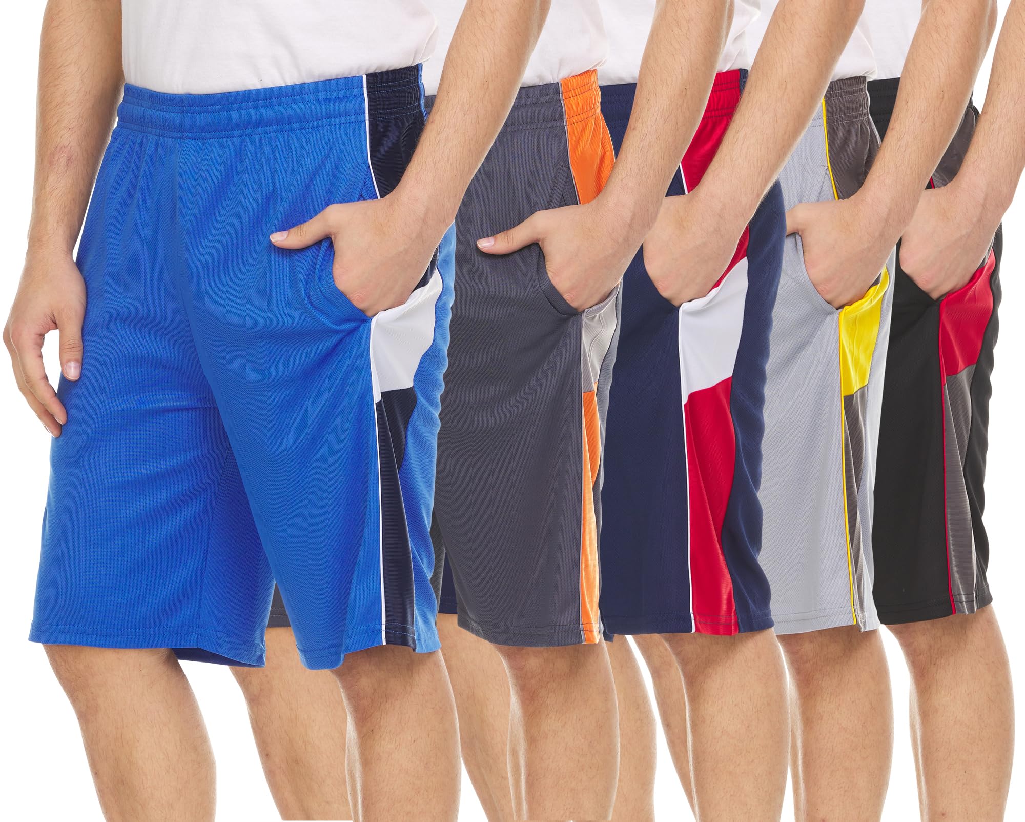 Photo 1 of ** 4 PACK ** DARESAY Mens Athletic Shorts with Pockets - Dry Fit Mens Shorts - Active Workout & Sports Shorts for Men (5 Pack) 2XL