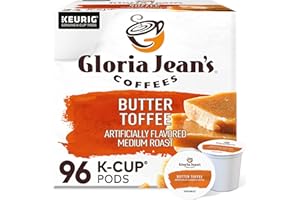 Gloria Jean's Butter Toffee, Keurig Single-Serve K-Cup Pods, Medium Roast Coffee, 96 Count (4 Packs of 24)