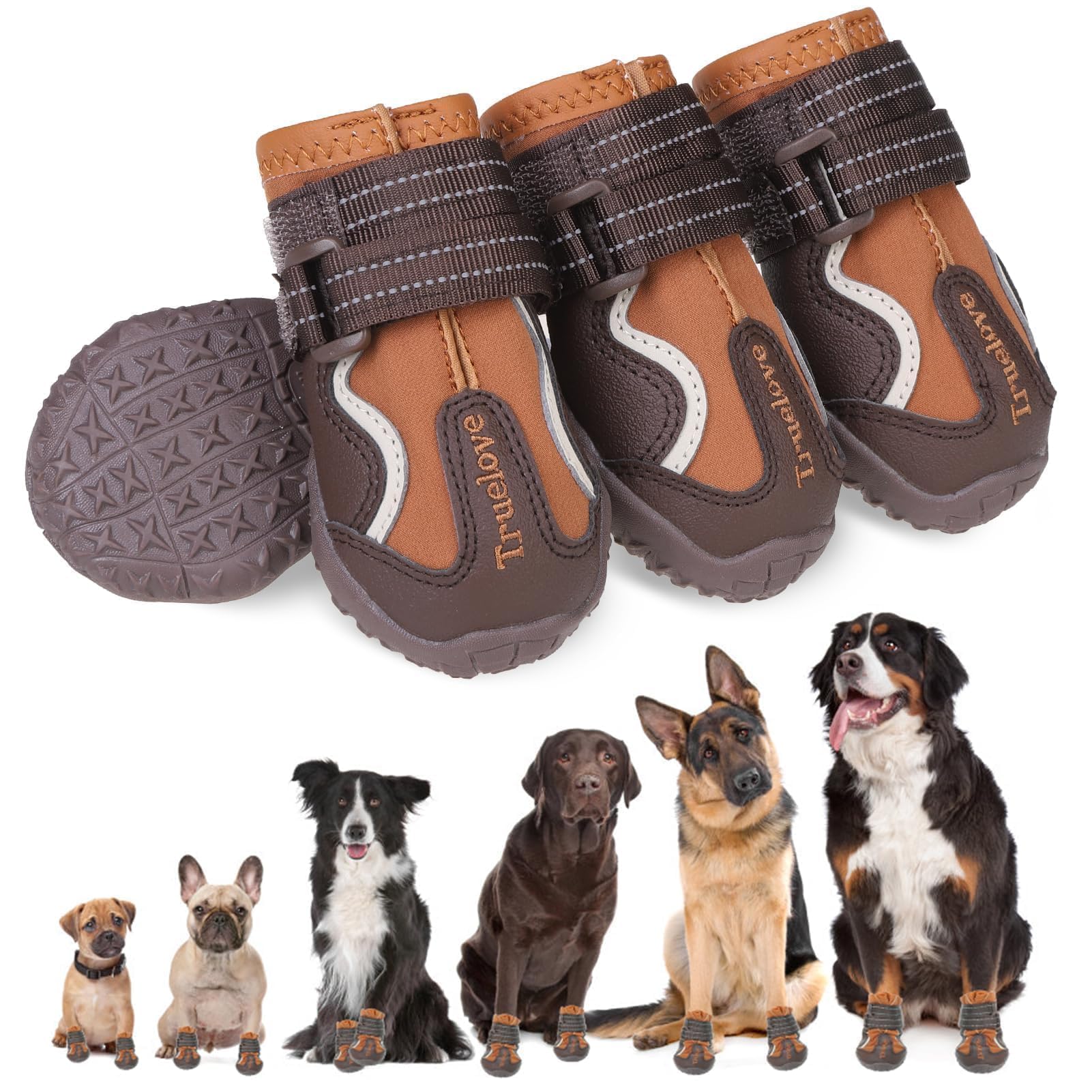 Photo 1 of EXPAWLORER 4PCS Anti-Slip Dog Shoes - Waterproof Dog Booties & Paw Protectors with Reflective Straps for Outdoor Cold/Hot Pavement, Indoor Hardwood Floors, Winter Boots for Small Medium Large Dogs
