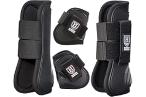 Harrison Howard Horse Tendon Boots Open Front/Fetlock Boot for Horse Protective Boots for Jumping, Trail Riding Set of 4