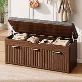 LOOMORA 37.4" W Shoe Bench with Storage, Lift Top Entryway Bench, Walnut | 2-Tier Adjustable Shoe Rack with Cushioned Seat, Hidden Storage, Wooden End of Bed Bench for Bedroom, Living Room, Hallway