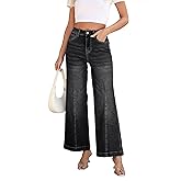 Lunaaevi Women High Rise Flared Jeans Straight Leg Jeans for Women Trendy Mom Baggy Wide Leg Denim Pants