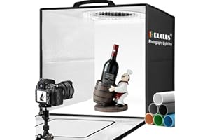 DUCLUS Light Box Photography 20" x 20", Large Portable Photo Studio Light Tent kit, Professional Dimmable Photo Booth with 216 LED Lights & 6 Backdrops for Jewelry and Food Items Product Photography