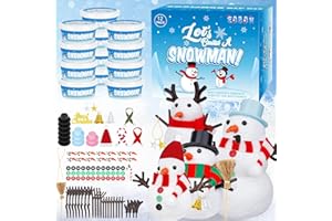 EOBOH 12 Pack Christmas Craft, DIY Snowman Kit for Kids, Build a Snowman Kit Indoor Decorations, Creative Kids Air Dry Modeling Clay, Xmas Activities Snowman Making Kit Toys for Holiday Favor Supplies