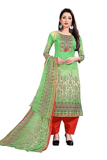 Anand presents cotton dress material beige and pink unstitched