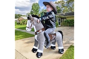 WondeRides Ride on Horse Toys Pony Cycle Grey Size 3 for Boys and Girls Age 3-5 (30.1 Inch Height) Pony Riding Horse.