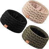 MUTKIS Winter Headbands for Women 3 Pack, Ear Warmers Cold Weather, Warm Ear Muffs Womens Stocking Stuffers Christmas Gifts
