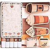 TOTUUYO Cute Coffee Sticky Notes Set Cartoon Memo Pads 440 Sheets Self-Adhesive Pencil Writing for Teacher Notepad Gifts Office Supplies Study Memo Refrigerator Reminder (Coffee)