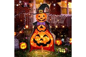 BOVECO 3.5FT Halloween Light Up Pumpkin Front Porch Decorations 48 Built-in LED Lights Collapsible Pumpkins with Vampire Cloak and Witch Hat Pop Up Pre-lit Jack-o-Lantern for Indoor Outdoor Yard Garden Lawn