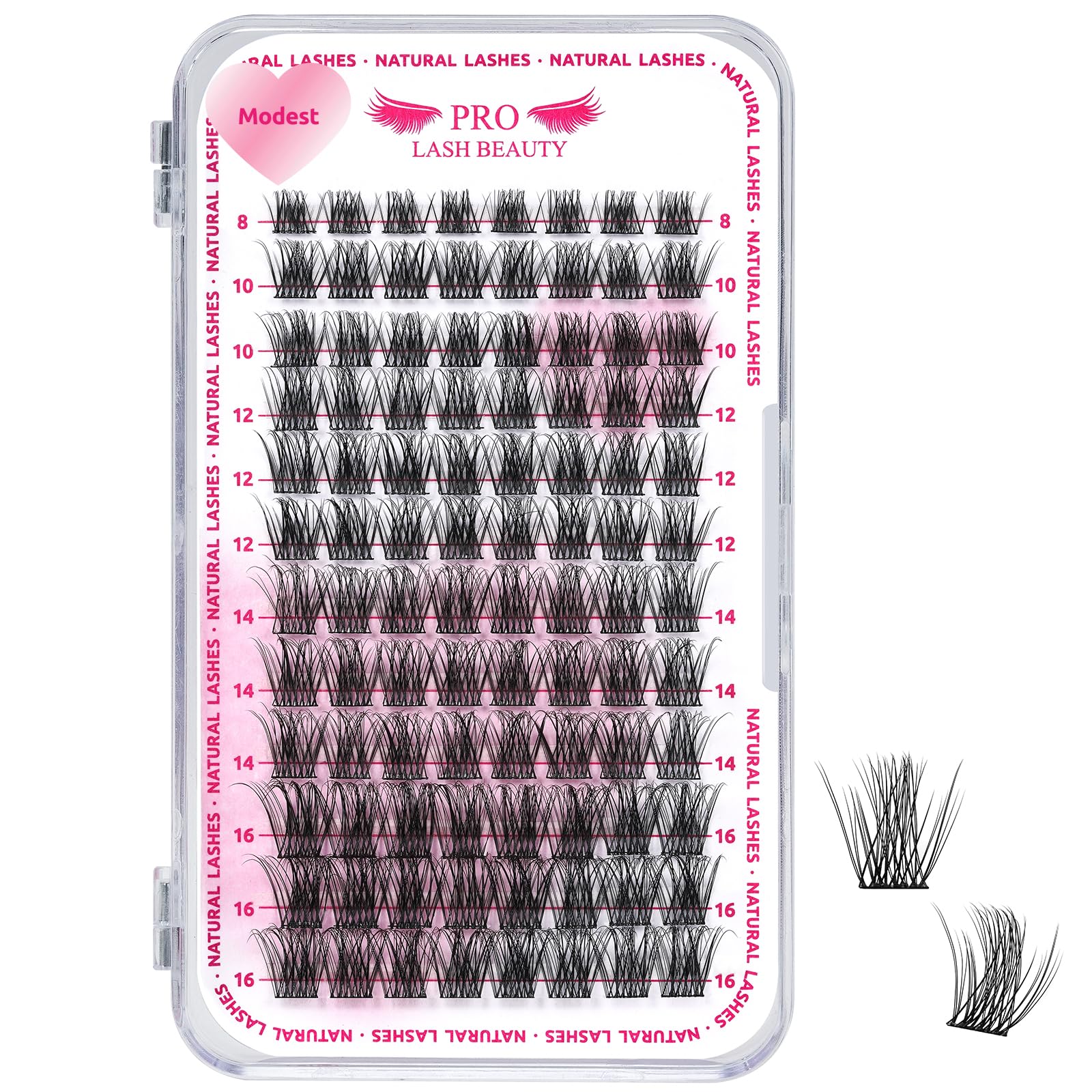 PRO Lash Clusters, 96 Pcs Individual Lashes Natural Look Cluster Lashes DIY Lash Extension 8-16mm Eyelash Clusters Wispy Natural Lashes Super Thin Band Reusable(Sparse,C-8-16mix) — image 1