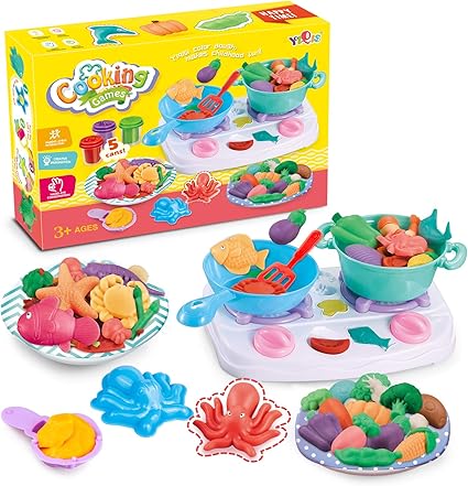 Amazon Com Ponytoy Playdough 36 Items Set For Toddlers Dough Kitchen Creations Toys Playsets For Boys And Girls Toys Games