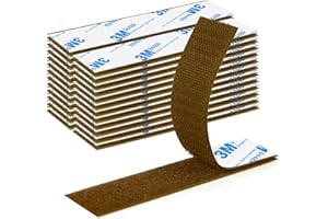 SUMMERBRITE Hook and Loop Strips with Adhesive 1x5IN 20Pairs/40Strips, Brown Strong Sticky Back Fastener, Heavy Duty Double-Sided Adhesive Hanging Strips for Home Office School