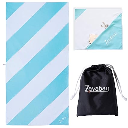 Microfiber Beach Towel Quick Dry And Sandless Xl 63 X 31 All Purpose Towels With Zipper Pocket For Adults Kids Ultra Absorbent Towel And Bag