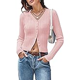 Women V Neck Cardigan Sweaters Slim Fitted Cropped Cardigans Trendy Ribbed Knit Crop Tops y2k Button Down Shirts
