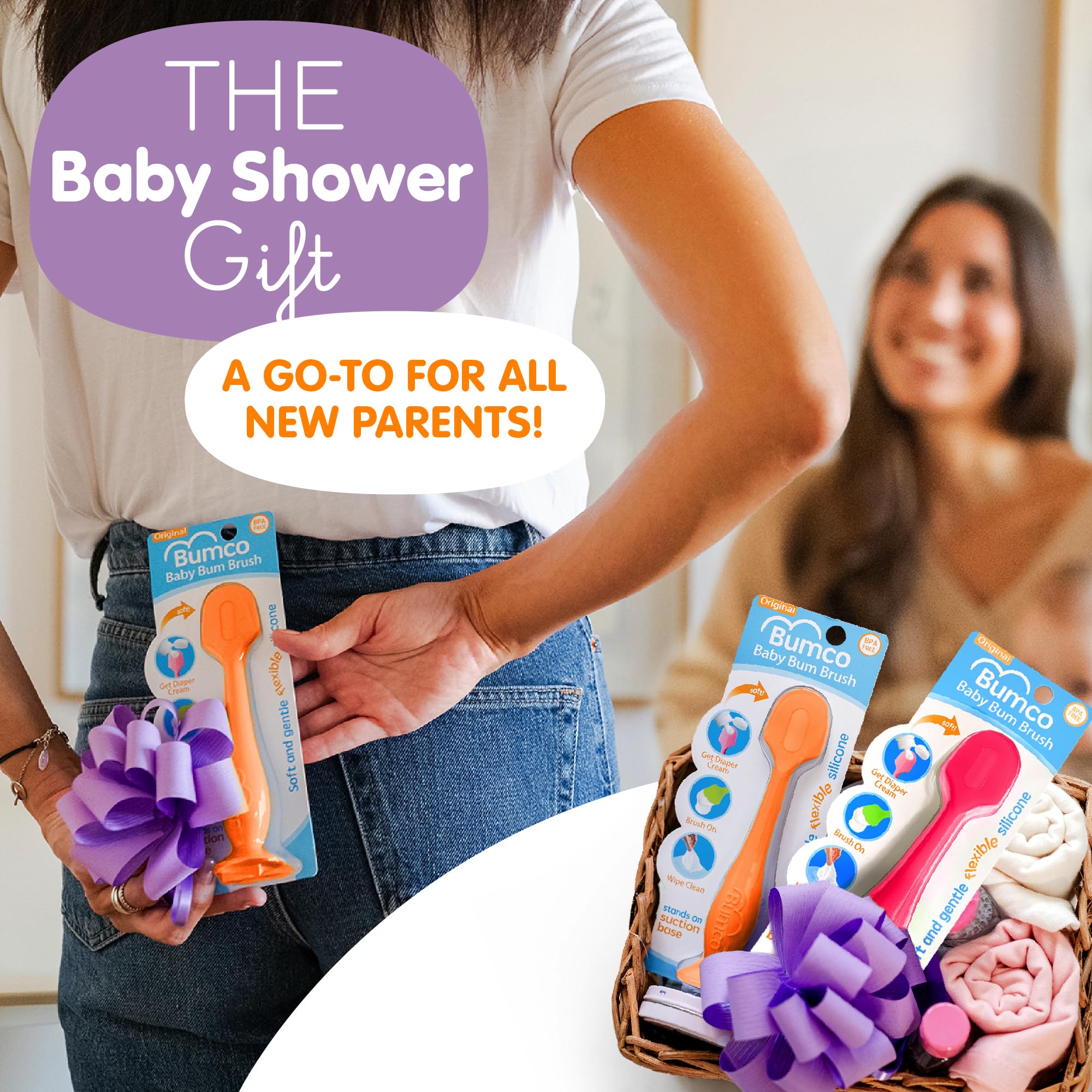 Bumco Diaper Cream Spatula (2-Pack) - BPA-Free Diaper Bag Essentials, Soft & Flexible Butt Spatula Baby, Mom-Invented Butt Paste Spatula, Diaper Cream Applicator, Bumco Baby Bum Brush, Diaper Spatula