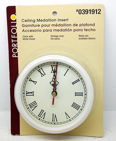 Portfolio Ceiling Medallion Insert Clock With White Finish