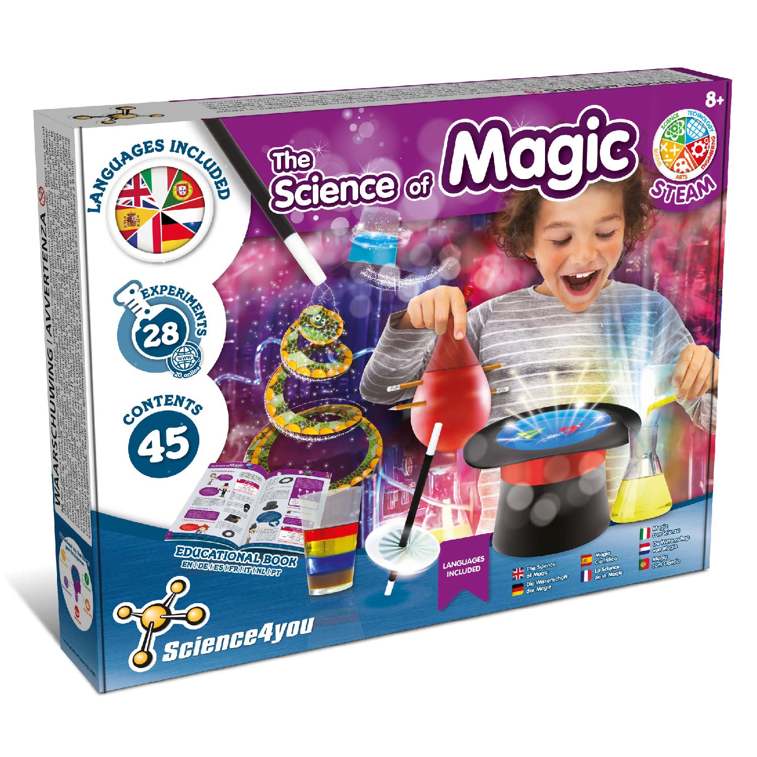 Science4you The Science of Magic for Kids - Magic Set with 28 Mystery Tricks for Childrens - Magical Set for Boys & Girls with Potions and Wands – Original Gifts and Games for Boys & Girls Age 7 8 9+