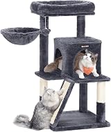 Feandrea Cat Tree Tower Smoky Grey PCT51GV1 Widened Perch 2-in-1 Ramp