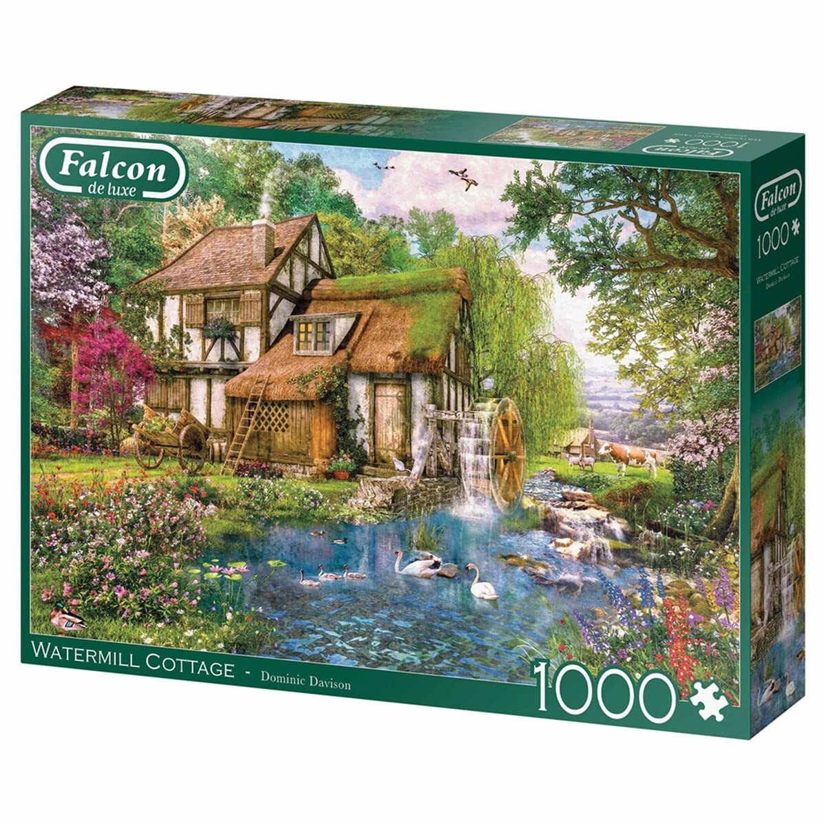 Jumbo, Falcon De Luxe, Watermill Cottage, Jigsaw Puzzles for Adults, 1000 piece, Multicoloured, 68x49cm (11373)