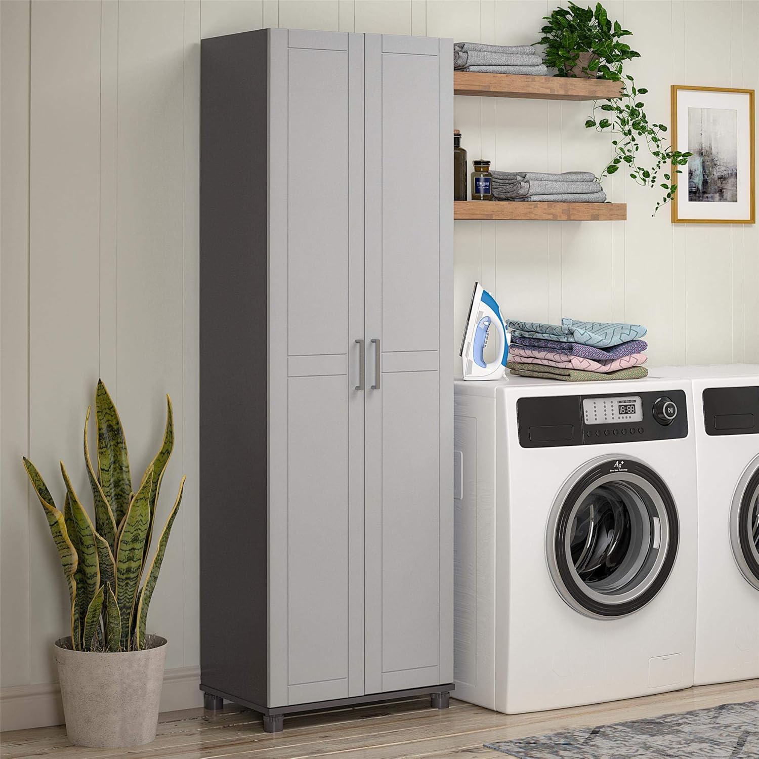 Amazon Com Systembuild Callahan 24 Utility Storage Cabinet Gray Home Kitchen