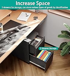 SISESOL 2-Drawer Mobile File Cabinet - Under Desk