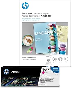 HP 304A Magenta Toner + HP Brochure Paper, Laser, 8.5x11, 50 sheets, Matte
