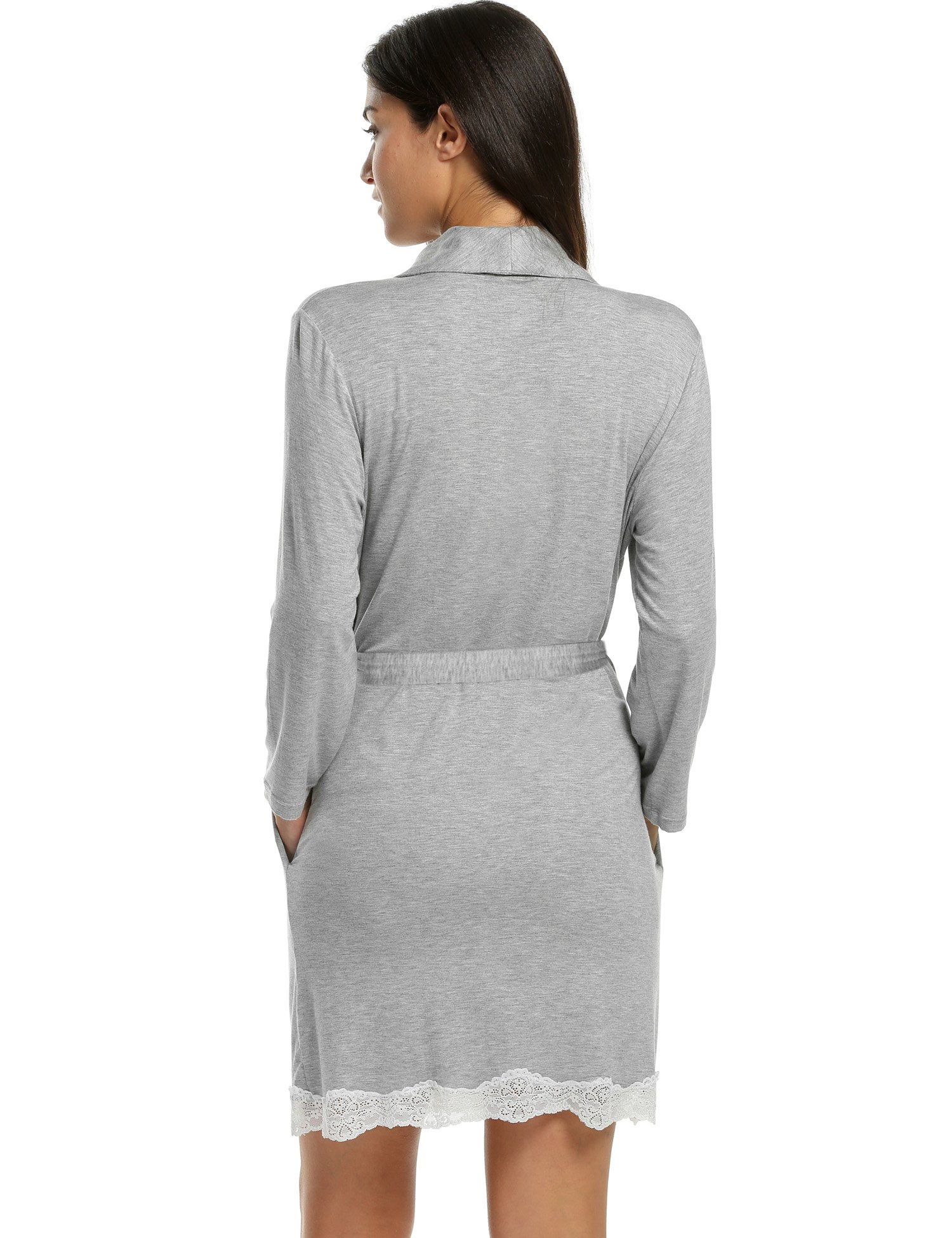 Avidlove Womens Bathrobe Soft Kimono Cotton Knit Robe Lace Trim