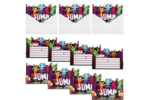 SUPVOX 12pcs Trampoline Birthday Invitations for Boys with Black Cards and Envelopes, Jumping Playground