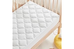 SLEEP ZONE Waterproof Crib Mattress Protector Pad - Quilted, Fitted Baby Mattress Cover 28"x52" - Soft Breathable Toddler Mattress Pad Noiseless Infant Bed Topper - Deep Pocket 14", White
