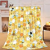 Cute Bee Blanket Soft Cozy Plush Throw Blanket Gifts for Bee Lover Warm Lightweight Flannel Fuzzy Fleece Bedding Stuff Decor Blanket for Girls Boys Kids Adults Women 40"x50"