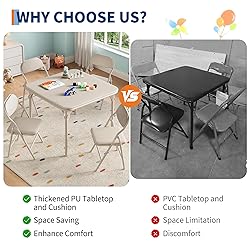 GarveeHome 5-Piece Kids Folding Table and Chairs