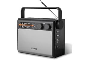YOWGULF Portable AM FM Radio, Bluetooth Radio with Best Reception,Transistor Radio Plug in Wall or Battery Powered, Radio with Headphone Jack, USB, Aux in, Big Speaker, for Home Outdoor Gift