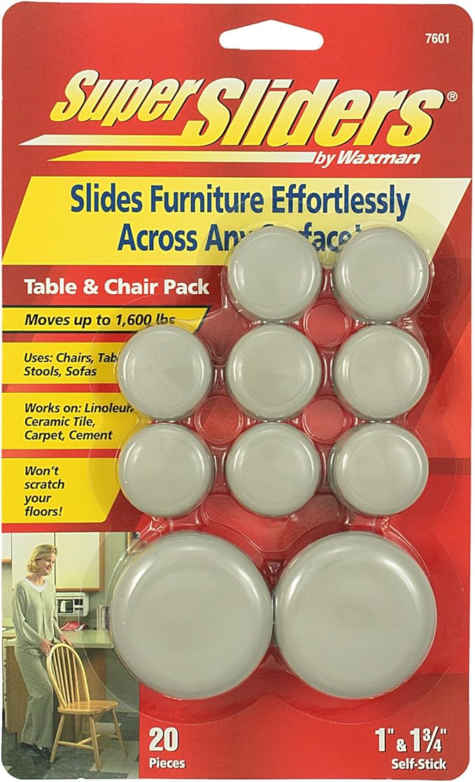 Super Sliders by Waxman 7601 Adhesive Furniture Sliders Table and Chair