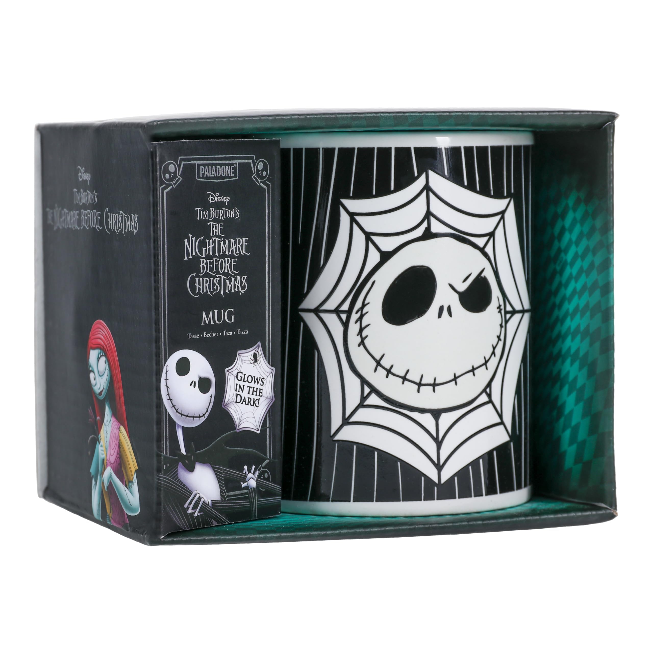 Paladone Jack Skellington Glow in the Dark Mug - Officially Licensed Disney Collectible Gift for Nightmare Before Christmas Fans, Ceramic Tea Cup, 300 ml (10 fl oz)