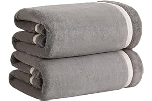 NALIVO Extra Large Bath Sheets 40x80 Inches,Luxury Bath Towel,Super Soft & Absorbent,Oversized Microfiber Shower Towels for Bathroom,Yoga,SPA,Pool（Dark Grey 2Piece）