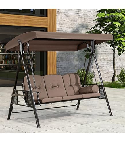 Amazon.com : ZZW 3 Seat Outdoor Porch Patio Swing with Stand