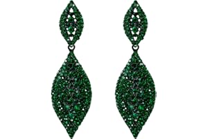 Flyonce Women's Rhinestone Crystal Wedding Bridal 2 Leaf Drop Dangle Chandelier Earrings