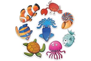 PGFUN 20 PCS Large Bathtub Non Slip Stickers, Cute Sea Creature Anti Slip Shower Stickers, Kids' Gift, Kids' Bathroom Decor for Bathtubs, Showers, and Other Slippery Surfaces (with Scraper)