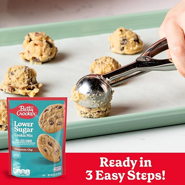 BETTY CROCKER LOWER SUGAR COOKIE, CHOCOLATE CHIP COOKIES, NO ARTIFICIAL SWEETENERS, 13.1 OZ