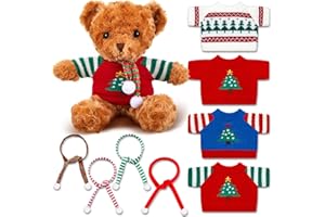 SOULCHEN 4 Set Bear Clothes Valentine's Day Stuffed Animals Clothes Teddy Bear Sweater Outfit with Scarves Fit Most 12 to 16 Plush Dolls Soft Toys Make Your Own Stuffed Animals DIY Plush Toy