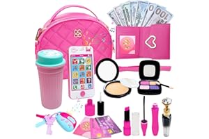 Purse for Little Girls Toddlers, Kids Play Purse with Pretend Makeup Toys, Little Girls Purse, Pretend Play Toddler Purse, Bi