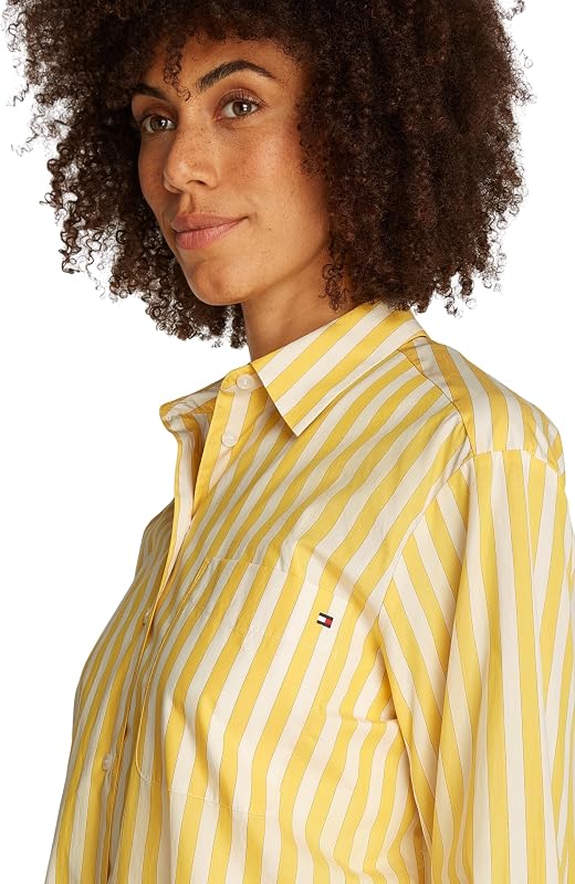 Damen Hemd Poplin Easy Fit Oversized, Mehrfarbig (STP Citronella), 34 — Foto 3 von 6
