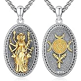 LOOVE Pentagram/Celtic Knot/Witches Knot/Santa Muerte/Triple Moon Goddess/Baphomet/Hecate Necklace Sterling Silver Magic Wiccan Amulet Pagan Jewelry for Women Men
