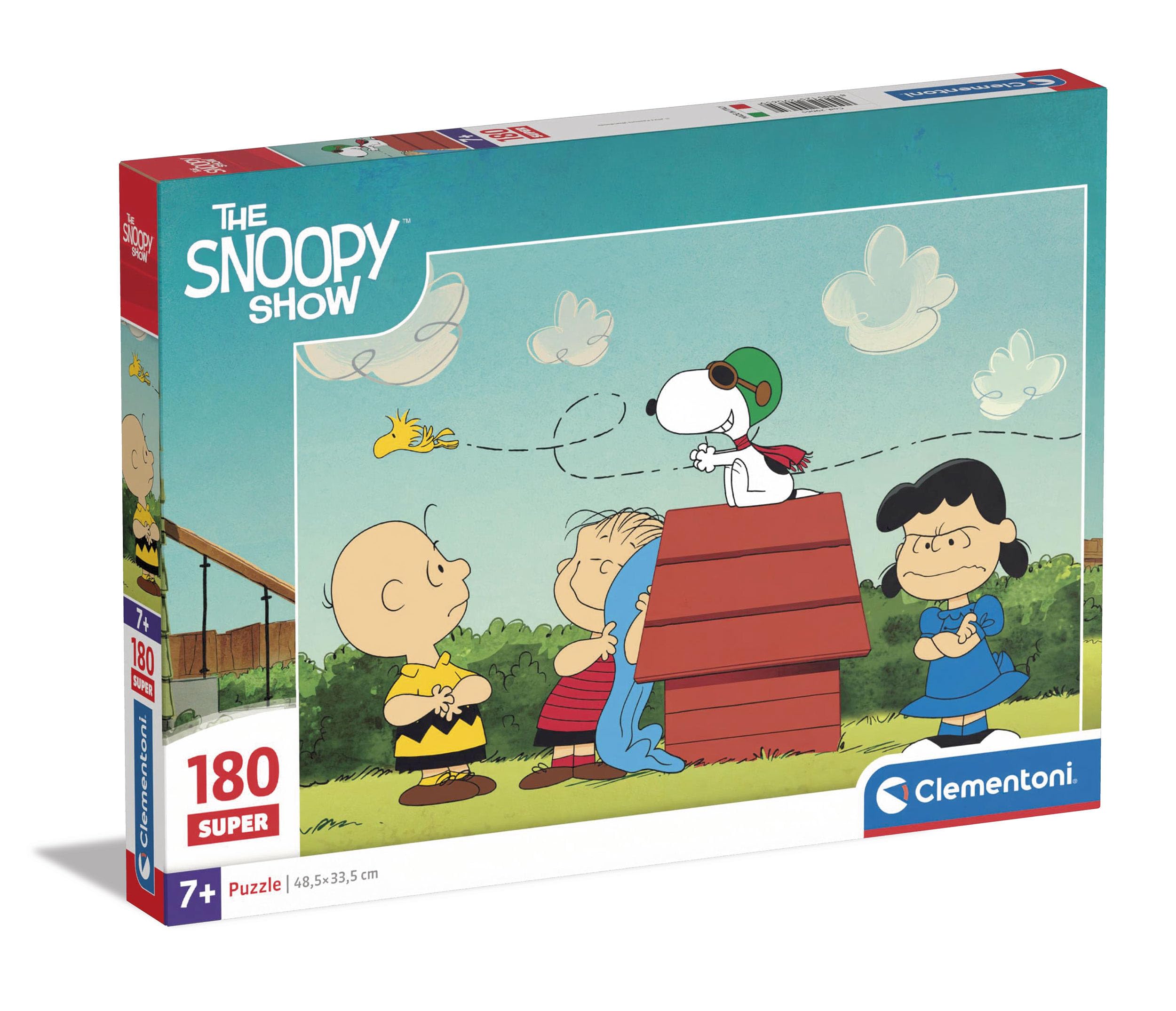 Clementoni - 29065 - Supercolor Puzzle - Peanuts - 180 Pieces, Jigsaw Puzzle For Kids Age 7, Puzzle Cartoon, Made In Italy
