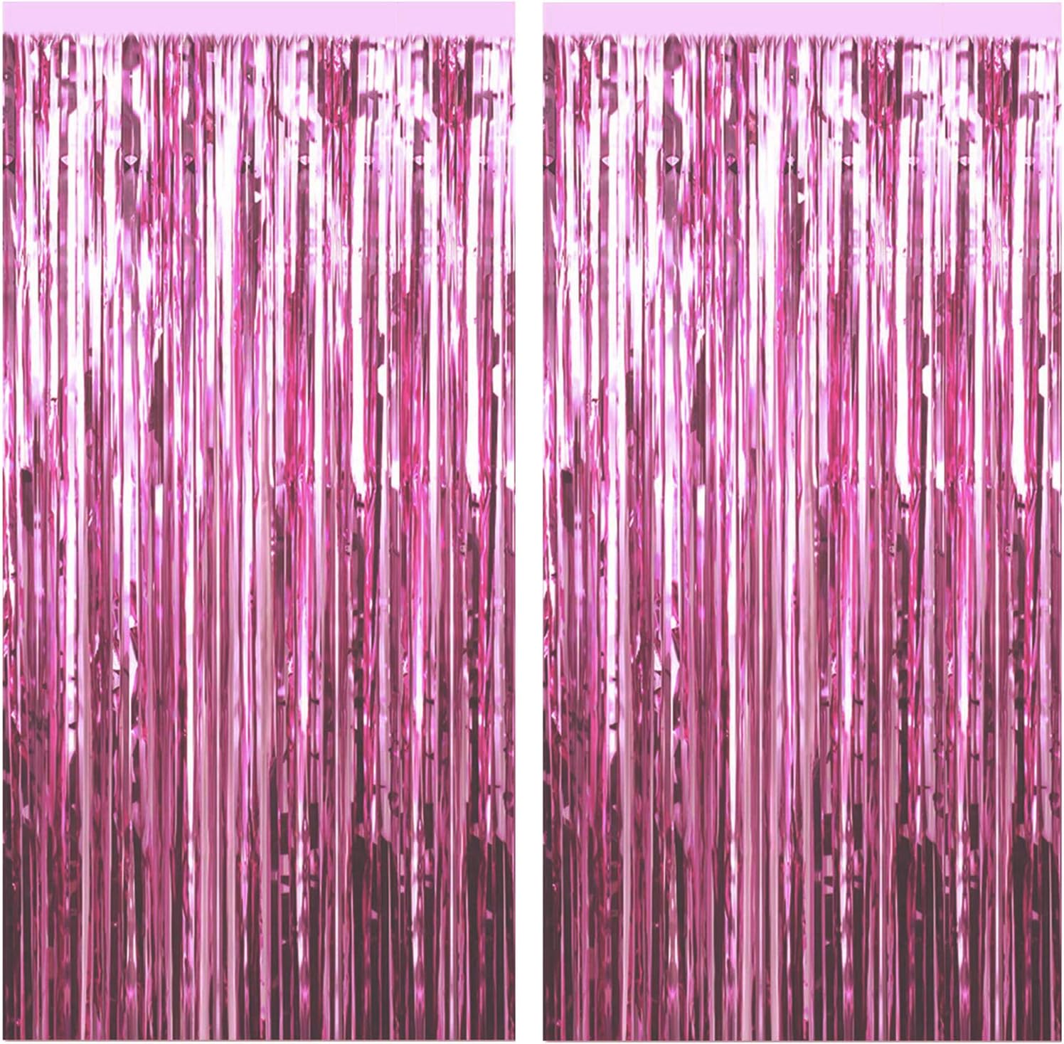 FECEDY 2pcs 3ft x 8.3ft Light Pink Metallic Tinsel Foil Fringe Curtains Photo Booth Props for Birthday Wedding Engagement Bridal Shower Baby Shower Bachelorette Holiday Celebration Party Decorations: Toys & Games