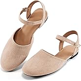 Ecetana Womens Flats Sandals Dressy Summer Comfortable Casual Fashion Round Toe Slingback Shoes with Buckle Ankle Strap