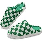 DRSLPAR Women House Checkered Slippers - Mens Cozy Fuzzy Plaid Memory Foam Slippers with Faux Fur Lining for Indoor & Outdoor Comfort Soft Slides