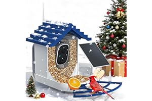 NAVFS Smart Bird Feeder with Camera Solar Powered & AI Bi rd Identification, 2.4Ghz WiFi Bird feeders for Outdoors, 2K Live Video, Nstant Arrival Alerts - Best Gifts for Bi rd Lovers（Indigo Blue）